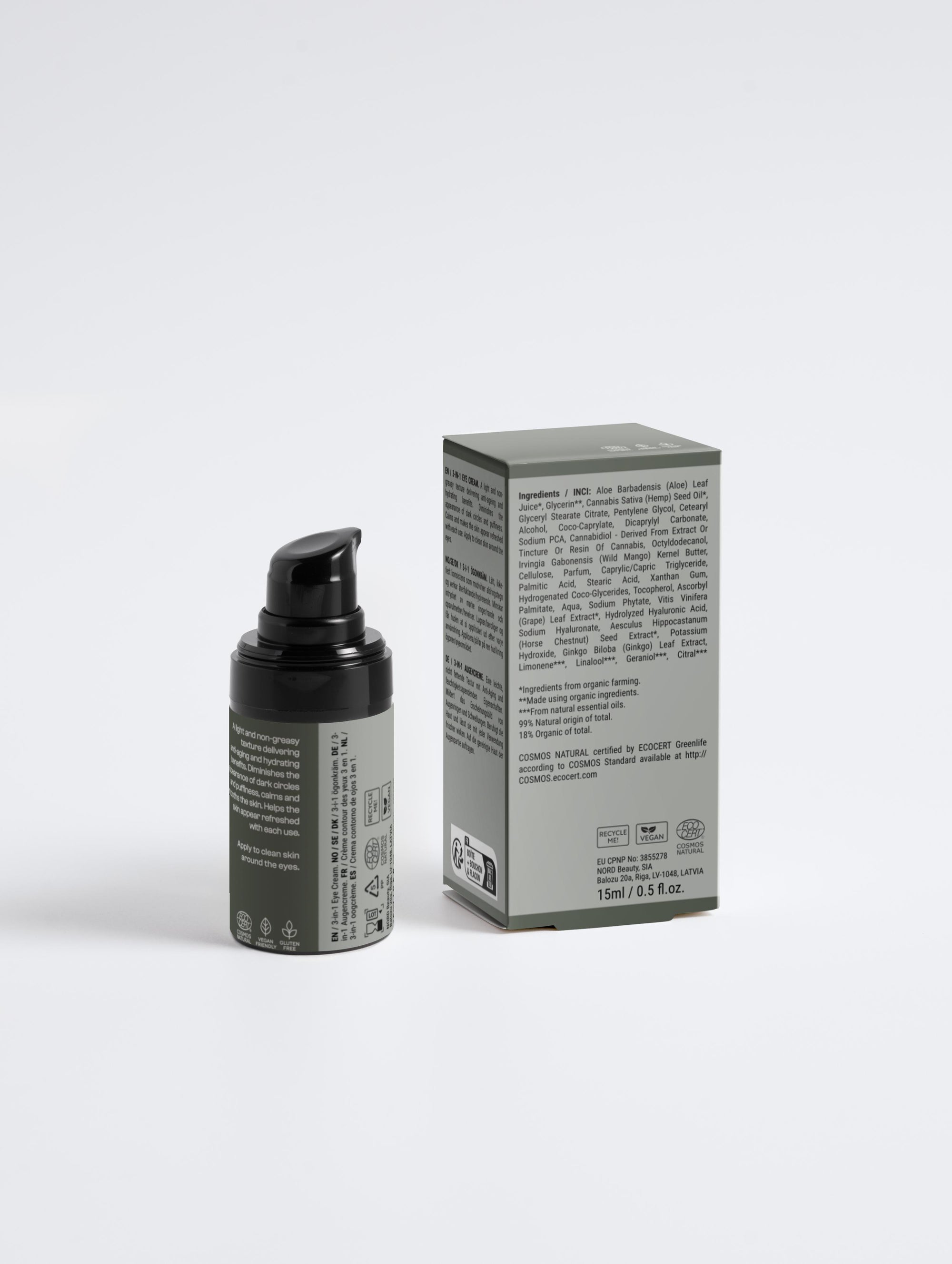 Back view of the anti-puffiness and dark circles eye cream by Greens for People.