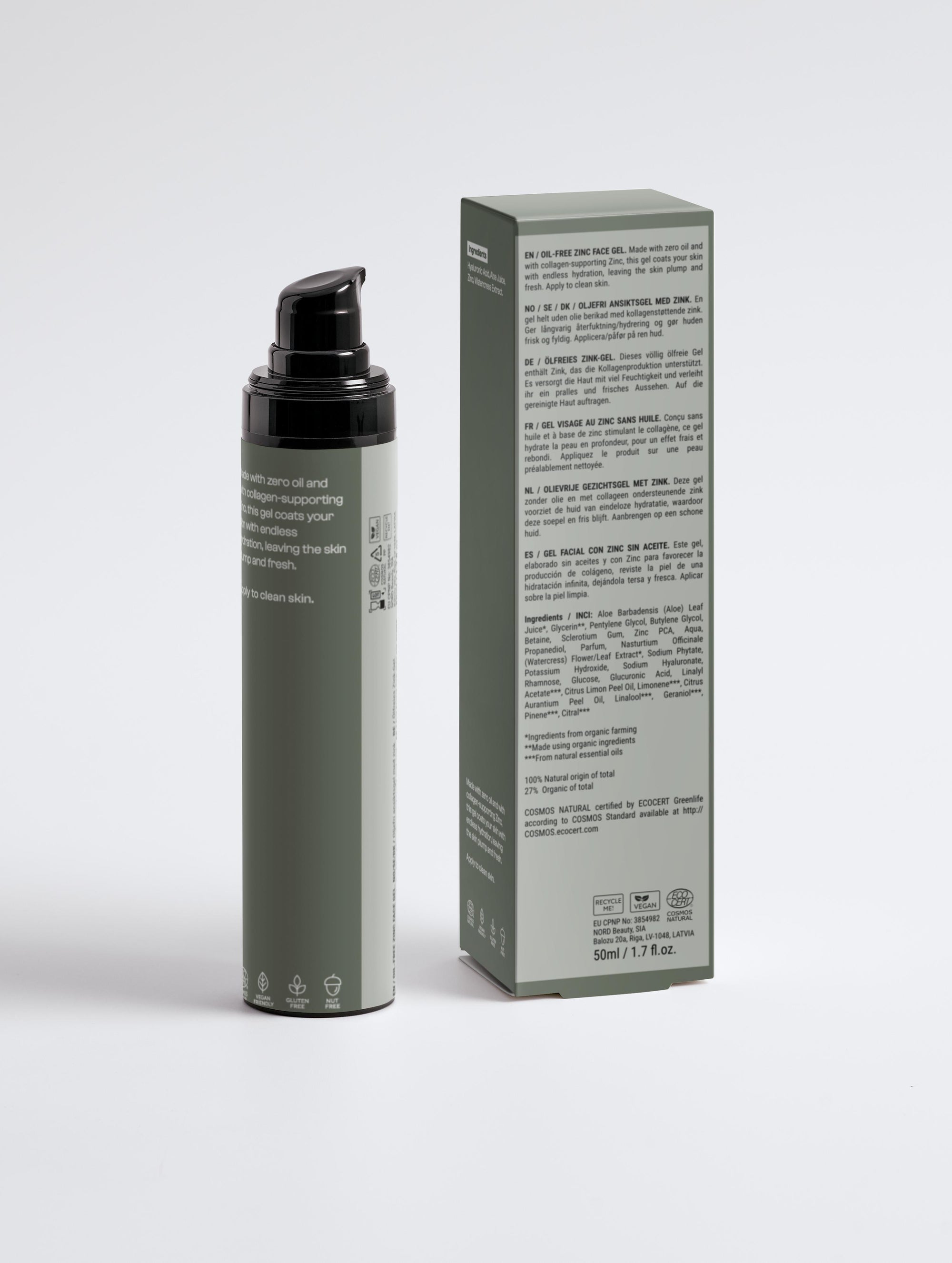 Back view of the oil-free zinc gel moisturizer by Greens for People.