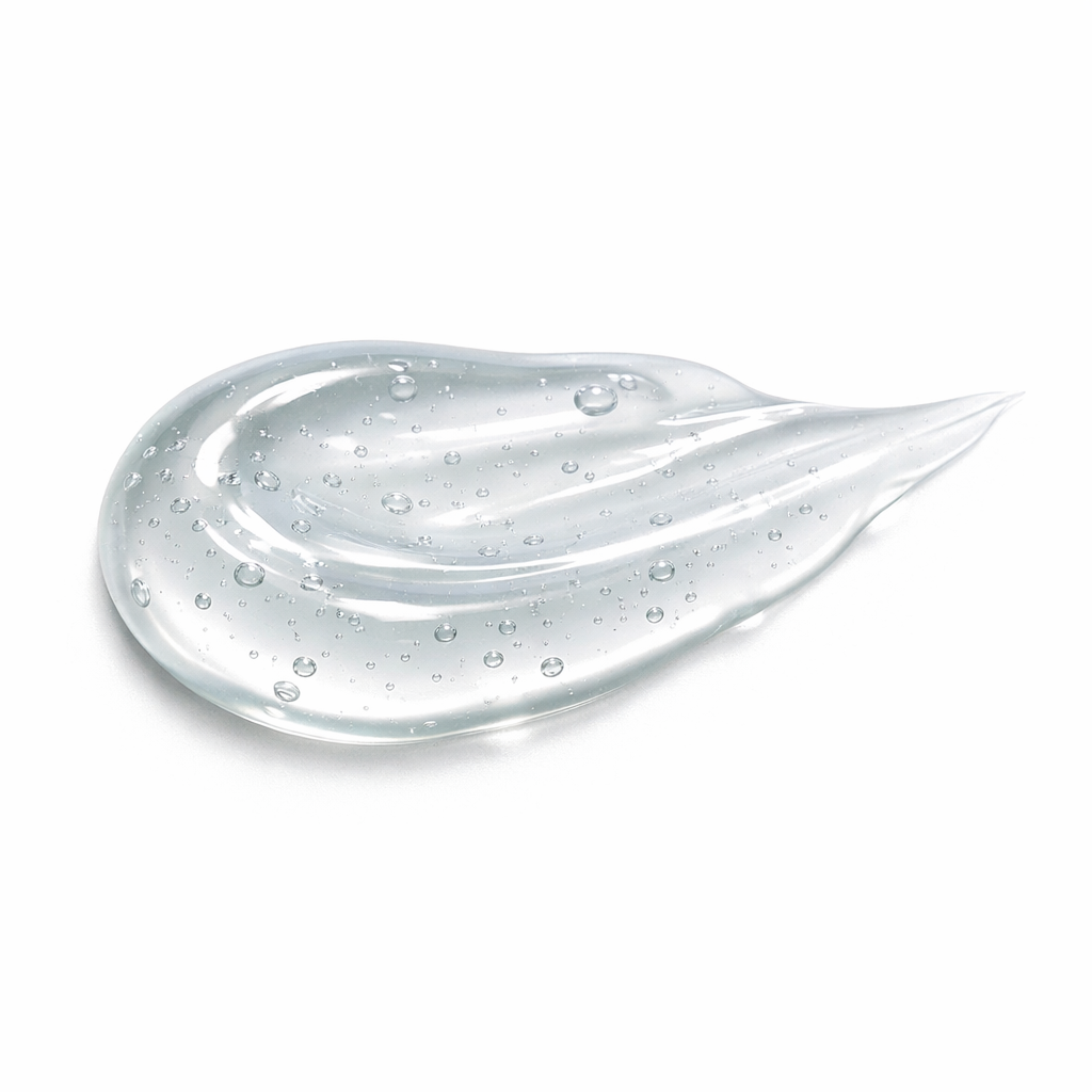 Close-up texture shot of the clear and purifying Greens for People Clarifying Gel face wash.