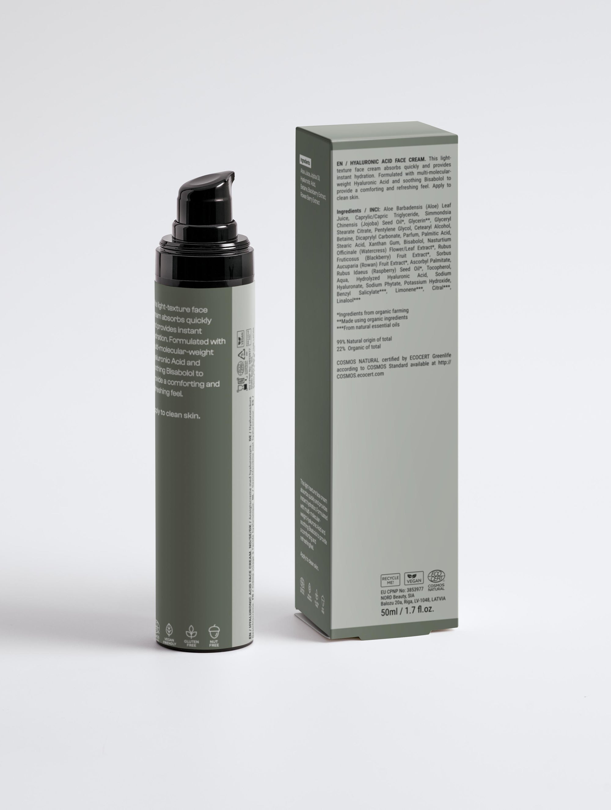 Back view of the hydrating Greens for People men's moisturizer with Hyaluronic Acid.