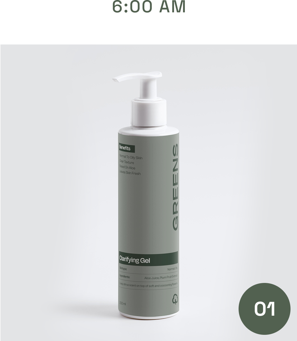Greens for People Clarifying Gel for men, the oil-control step in the daily skincare routine.