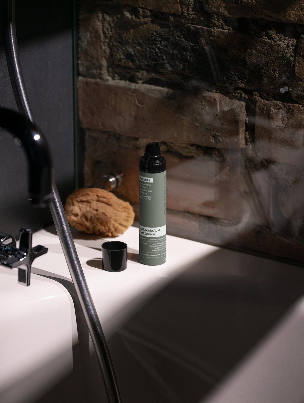 Premium shot of Greens for People face cream, showing the ultimate skin protection for men.