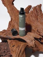 Stylized display of Greens for People men's face gel for oil-control and hydration.